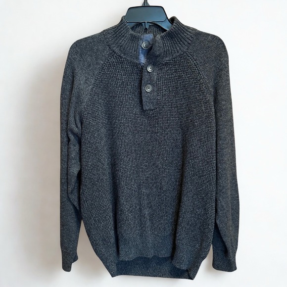 Weatherproof Vintage Men's 1/4 Button Cable Knit Sweater Gray/brown XL Cotton - Picture 1 of 8